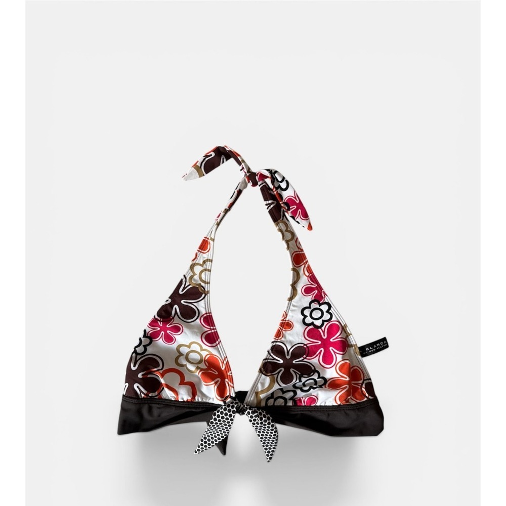 La Blanca by Rod Beattie Bikini Top Floral Halter‎ Size 12